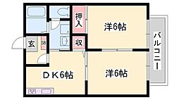 サンライズM 2DKの間取図画像