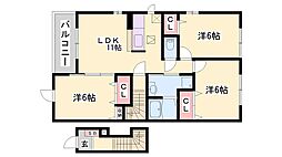 オアシス上ノ茶屋 3LDKの間取図画像