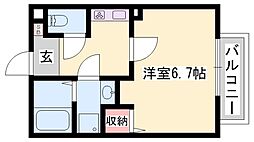 セルベイユ3 1Kの間取図画像