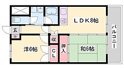 大歳マンション 2LDKの間取図画像