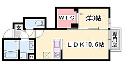 ラフィーネ 1階1LDKの間取り