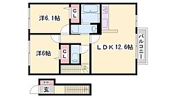 ミリオンフルール 2階2LDKの間取り