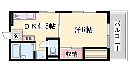 舞ハウス 1DKの間取図画像