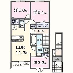 糸久レジデンス龍野 弐番館 2LDKの間取図画像