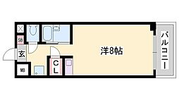 土井ハイツ北条口 ワンルームの間取図画像