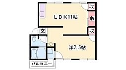 シーサ野里2 1LDKの間取図画像