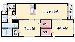 リラフォート白坂 2LDKの間取図画像
