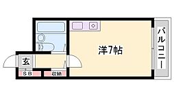 カルム白鷺 ワンルームの間取図画像
