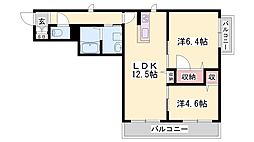 リメインらかんN棟 2LDKの間取図画像