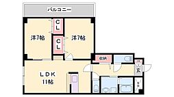 グランツ野里 2LDKの間取図画像