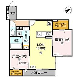 La Maison林崎 2LDKの間取図画像