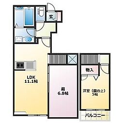 Belle Lead加古川 イチョウ並木 1LDKの間取図画像