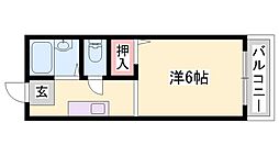 リヴェール田寺A棟 1Kの間取図画像
