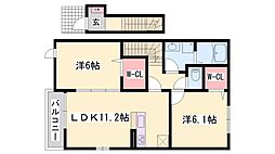 ラフレシールあぼしD 2LDKの間取図画像