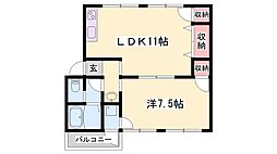 シーサ野里1 1LDKの間取図画像