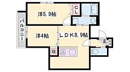 ルアナテラス38 2LDKの間取図画像