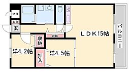 メゾン白浜 2LDKの間取図画像