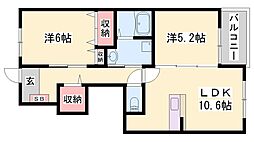 カトレーヴ3 2LDKの間取図画像