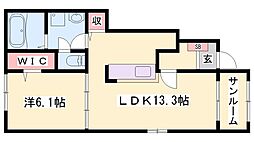 エスパスリッシュ田井B 1LDKの間取図画像