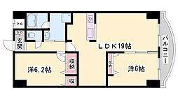 手柄アートスカイハイツ 2LDKの間取図画像