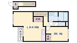 ディライトハウスホウデン 1LDKの間取図画像