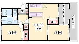 リノスタイル姫路北条 2LDKの間取図画像