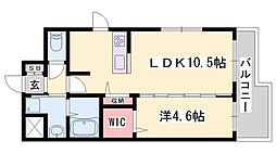 コンセール大給 1LDKの間取図画像