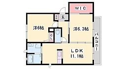 パストラル堂本 2LDKの間取図画像