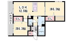 シャーメゾン・ラ・スイートKAMIYA 2LDKの間取図画像