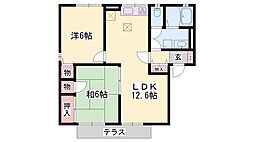 コスモスハイツ 2LDKの間取図画像
