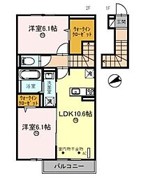 アリヴィラ宮前 2LDKの間取図画像