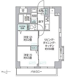 ヴェラハイツ本所吾妻橋 2LDKの間取図画像