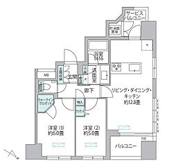 オープンレジデンシア日本橋水天宮 2LDKの間取図画像