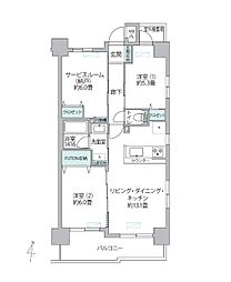ライオンズマンション戸田公園第5 2SLDKの間取図画像