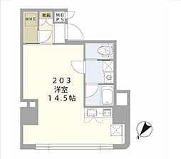 コスモビル 2階ワンルームの間取り