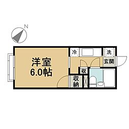 第3アローハイツ 1Kの間取図画像