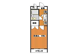 グリーンブリーズ 1Kの間取図画像