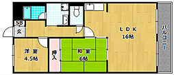 コーポ牧野 2LDKの間取図画像