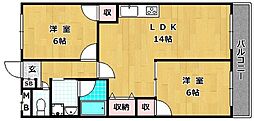 レオハイム長尾3 2LDKの間取図画像