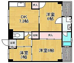 ビレッジハウス私部6号棟 3DKの間取図画像