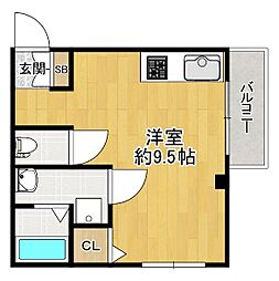 シャンテー中宮 ワンルームの間取図画像