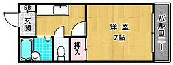 コンフォート長尾 1Kの間取図画像