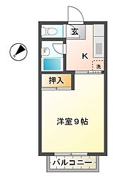 コーポ幸 1階1Kの間取り