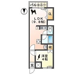 HEART桜館 1階1LDKの間取り