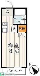 コーポ渡邊 1階ワンルームの間取り