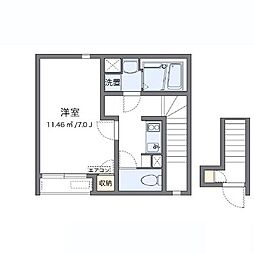 北総鉄道 新柴又駅 徒歩7分の賃貸アパート 2階1Kの間取り