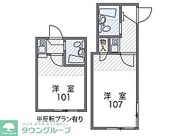 京成押上線 京成曳舟駅 徒歩8分の賃貸アパート 2階1Kの間取り