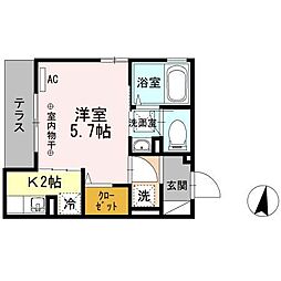 メゾンサトミ 1階1Kの間取り