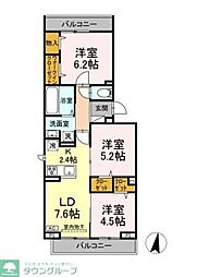 日暮里舎人ライナー 舎人駅 徒歩10分の賃貸アパート 2階3LDKの間取り