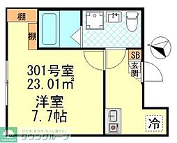 CK四ツ木 3階1Kの間取り